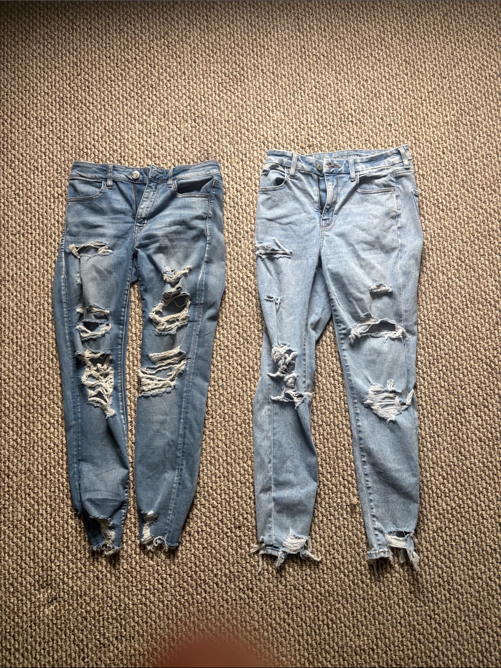 American Eagle Outfitters Size 6 Light Blue Distressed Boyfriend Jeans-2 Pair